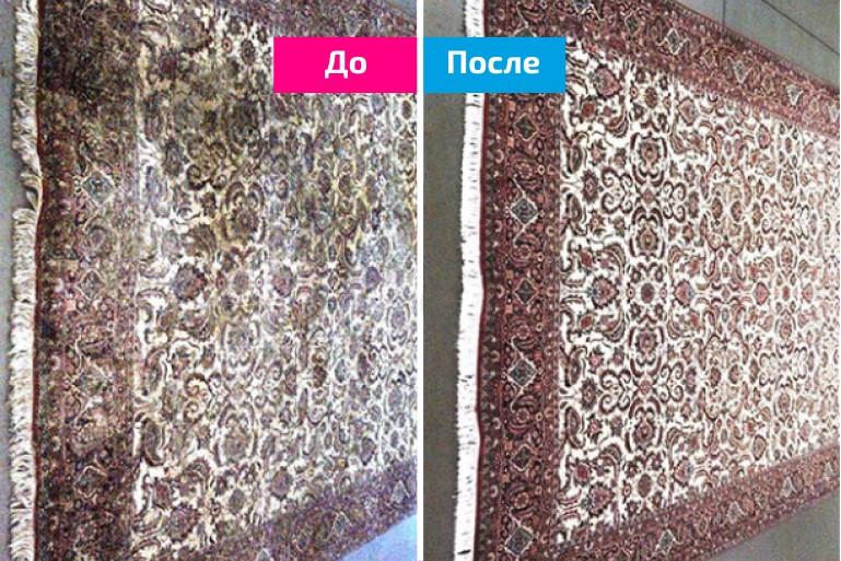 Грязный персидский ковер до профессиональной чистки в Астане - въевшиеся пятна